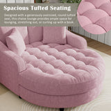 55"W Upholstered Chaise Lounge Sofa Bed Sofa Couch with Tufted Seat and Detachable Pillows, Pink