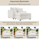 Storage Chaise Lounge with Pillows, Upholstered Sleeper Sofa Bed Leisure Reading Couch, Beige