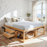 King Size Pet-Friendly Bed Frame with 6 Drawers, No Headboard Storage Platform Bed for Bedroom, Apartment, No Box Spring Needed