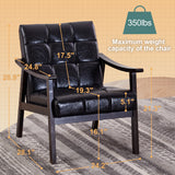 Mid-Century Modern Accent Chair with High Back & Solid Wood Legs, Padded Reading Armchair Upholstered Ergonomic Lounge Chair, Black