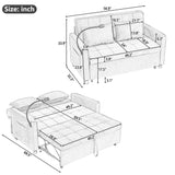 56.9"W Loveseat Sofa, Pull-Out Sleeper Sofa Bed with Adjustable Backrest, Side Pockets, Two USB Ports and A Phone Holder