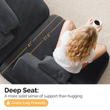 139" Modern Oversized Modular Sectional Sofa Set, DIY Upholstered Fluffy Chenille Sofa with Soft Pillows, Deep Seat Couch & Sofa Bed, Dark Gray