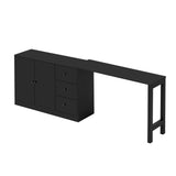 Sideboard Buffet Storage Cabinet, Wooden Kitchen Island with Extendable Dining Table, Bar Island Cabinet, Black