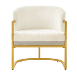 Accent Chair Upholstered Armchair Cozy Reading Chair with Gold Metal Frame