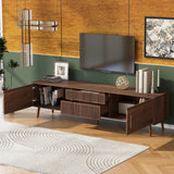 Mid Century TV Stand with 2 Drawers, Media Console Table for TVs up to 80'', Entertainment Center with Storage, Walnut