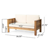 2pcs Patio Sofa Set Outdoor Seating Group Garden Conversation Chat Set with Water-Resistant Cushion & Coffee Table