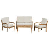 2/4pcs Outdoor Sofa Set Seating Group Patio Conversation Set Garden Chat Set with Club Chair Coffee Table Waterproof Cushion, Beige&Natural