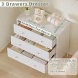 3 Drawer Dresser Chest of Drawers Entryway Console Accent Sideboard Storage Organizer Cabinet, White