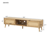 Boho TV Stand for TVs up to 80'', Modern Farmhouse Media Console, Entertainment Center with Solid Wood Legs, Natural