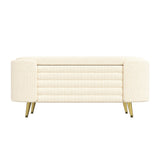 Modern Storage Ottoman Bench, Chenille Upholstered End of Bed Bench Entryway Shoe Bench for Living Room Bedroom