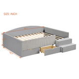 Full Size Kid Platform Bed Frame Upholstered Daybed Toddler Bed with 2 Storage Drawers, Gray