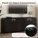 TV Stand for TVs up to 70", Curved TV Console Media Storage Cabinet Entertainment Center Sideboard with Adjustable Shelves, Black