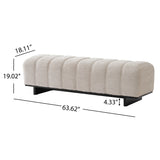 63.62'' Dining Bench Entryway Bench Tufted Ottoman Bench End of Bed Bench with Rubber Wood Legs