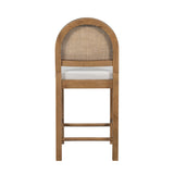 Set of 2 Counter Height Bar Stools Soft Padded Bar Chairs Dining Chairs with Rattan Back, Brown+Gray