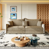 King Pull-out Sleeper Sofa Bed with 3 Pillows, 3-in-1 Convertible Sofa Velvet Upholstered Recliner Lounge Couch, Camel