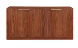 59"W Modern Wavy Sideboard, Curved Contour Design Storage Cabinet, 4-Door Cabinet with Storage Function, Suitable for Kitchen/Bedroom/Living Room, Walnut