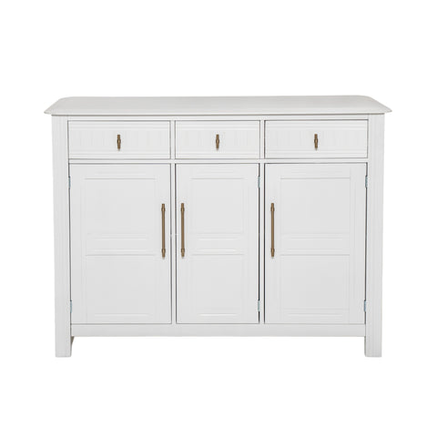 Acacia Wood Sideboard Cabinet with Storage For Living and Dining Room Entrance, Large Size, 3 Doors and 3 Drawers, White