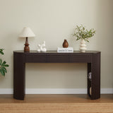 Curved Console Table Entryway Table Sofa Side Table Accent Table with 3 Drawers, Interchangeable Leg, 1 Storage-Leg, Espress
