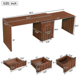 90" L-Shaped Desk with 3 Drawers, Modern 360° Rotating Wood Executive Desk, Corner Office Workstation for Home Office