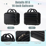 14"/20" 2 pcs/set in ABS Spinner Wheel Luggage, with Combination Lock,14" Cosmetic Case (Black)