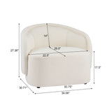 Curved Boucle Accent Chair, Textured Upholstered Armchair Sofa Chair Barrel Chair