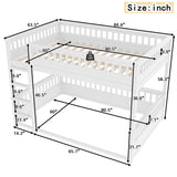 Queen Bunk Bed with Ladder and Guardrails, Detachable Bed Frame, White