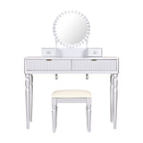 Luxury Makeup Vanity Desk Set with Stool, Vanity Table Dressing Table with Height-Adjustable Mirror & 4 Drawers-ModernLuxe