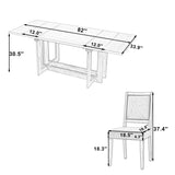 7-Piece Extendable Dining Set, 58"-82" Rustic Trestle Kitchen Table with 6 Upholstered Chairs & Two 12" Removable Leaves