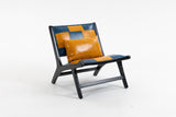 Upholstered Accent Chair Ergonomic Lounge Chair Single Sofa Chair, Blue+Yellow