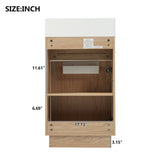 18.5" Bathroom Vanity with Reversible Resin Sink, MDF Cabinet with Adjustable Shelf and Elegant Zinc Alloy Handles, Wood Grain Melamine Finish, Reversible Door, Rustic Style for Small Spaces
