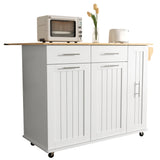 Kitchen Island with Drop Leaf, Kitchen Storage Cart with 3 Tier Pull Out Cabinet Organizer, Internal Storage Rack, Rolling Kitchen Cart on Wheels with Towel Rack, 2 Drawers, for Kitchen