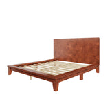 Full Size Platform Bed Frame with Headboard, Mid-Century Modern Style Bed Frame