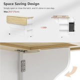 Kitchen Island with 6 Drawers, Pull Out Trash Can Storage, Rolling Kitchen Island on 5 Wheels with Drop Leaf, Power Outlet, 5 Open Side Racks for Kitchen, Dining Room, White