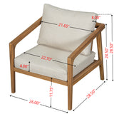 Set of 2 Outdoor Acacia Wood Club Chairs Patio Accent Chair Armchair with Cushions, Teak+Beige