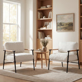 27.56" Modern Accent Chair with Plush Cushions, Minimalist Metal Frame, and Wooden Armrest Design – Perfect for Cozy Living Room, Bedroom, or Office Seating