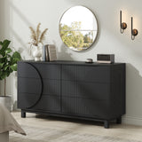 6 Drawer Fluted Dresser, Chest of Drawers with Anti-Tip Device, Clothes Storage Organizer for Bedroom, Living Room, Entryway