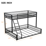 Twin XL over Queen Floor Bunk Bed Frame with Ladder and Safety Guardrails, Easy Assemble, Black
