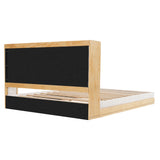 King Size Upholstered Platform Bed Frame with Headboard, Beige&Natural