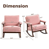 Velvet Upholstered Rocking Chair Mid Century Modern Accent Chair Lounge Chair Reading Armchair, Light Pink