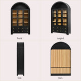 72.8"H Arched Pantry Cabinet, Kitchen Storage Cabinet with 3 Glass Doors, 4 Drawers & Adjustable Shelves for Dining Room, Bathroom