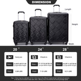 8-Piece Hardshell Travel Luggage Set, 20"/24"/28" ABS Suitcases with Spinner Wheels, Portable Handbag, 4 Storage Bags, Black