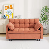Pull-out Sleeper Sofa Bed Upholstered Loveseat 2-Seat Convertible Sofa Couch Lounge Sofa, Orange