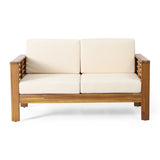 2pcs Patio Sofa Set Outdoor Seating Group Garden Conversation Chat Set with Water-Resistant Cushion & Coffee Table