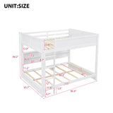 Queen over Queen Bunk Bed with Storage Shelves and USB Ports, White