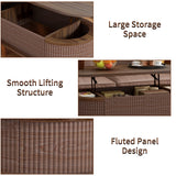 40" Fluted Lift Top Coffee Table, Oval Center Table with Hidden Storage Compartment for Living Room, Bedroom, Office, Apartment