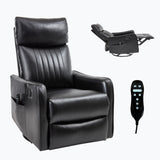 Heat Massage Manual Recliner Chair with 360° Swivel Rocker, Faux Leather Accent Chair for Living Room/Bedroom, Black