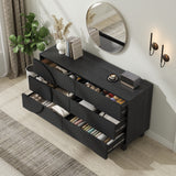 6 Drawer Fluted Dresser, Chest of Drawers with Anti-Tip Device, Clothes Storage Organizer for Bedroom, Living Room, Entryway