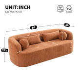 Chenille Boneless Couch 3-Seater Sofa Skin-friendly Upholstered Cloud Couch with Pillows, Orange