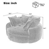 59.8"W Round Chaise Lounge Sofa, Chenille Accent Chair Boneless Loaf Sofa Couch with 8 Throw Pillows, Orange
