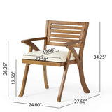 7 PCS Outdoor Dining Set for 6, Patio Dining Furniture Set with 6 Accent Chairs & Cushion, Weather-Resistant Acacia Wood Frame, Gray+Teak